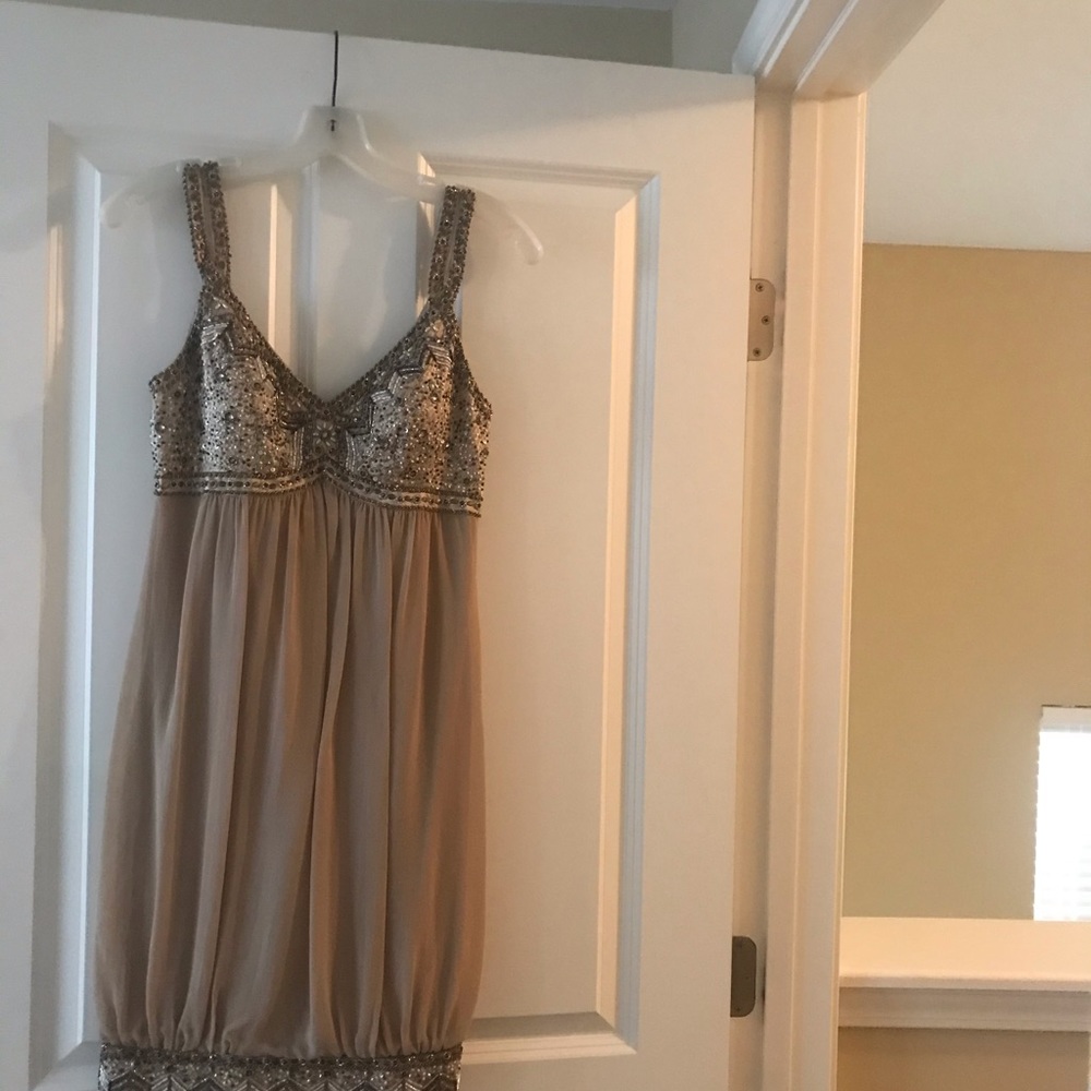 Cache Luxe Cream beaded cocktail dress- size 2
